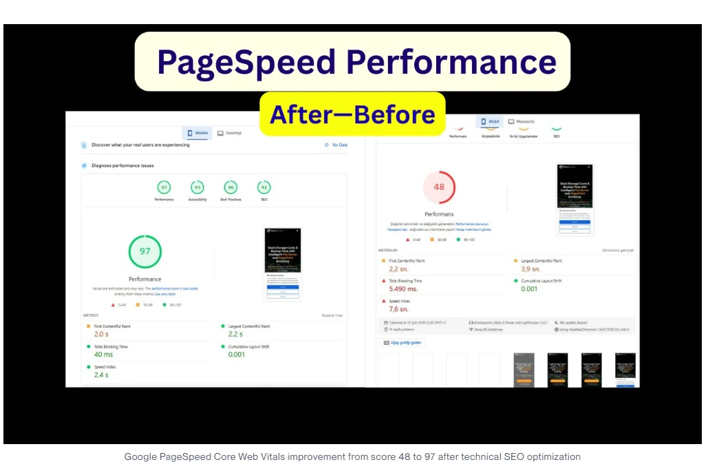 WordPress Core Web Vitals and PageSpeed optimization