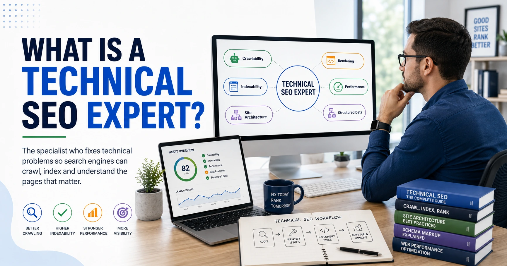 What is a Technical SEO expert and how they improve crawling, indexing, architecture, performance and structured data