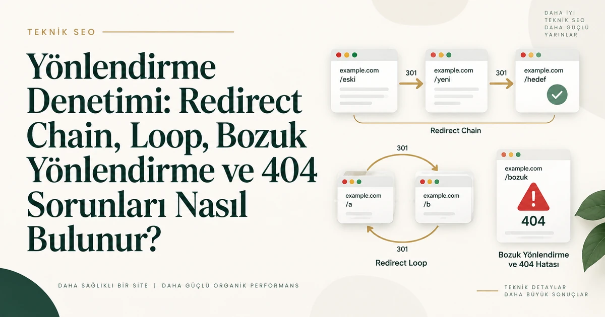 Yönlendirme Denetimi: Redirect Chain, Loop, Hatalı Yönlendirmeler ve 404'ler